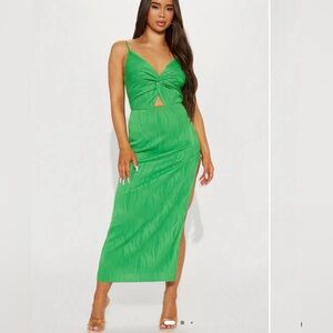 Fashion Nova Vibrant Green Midi Dress